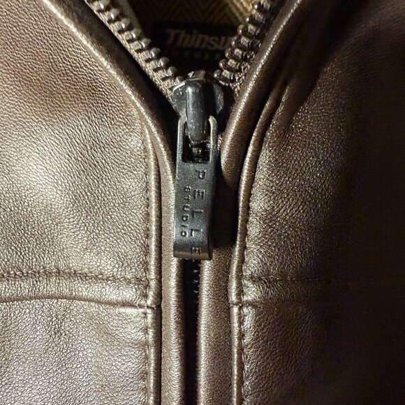 PELLE STUDIO Dark Chocolate Leather Zip-Out Thinsulate Lining Car Coat SZ XL - Picture 3 of 10